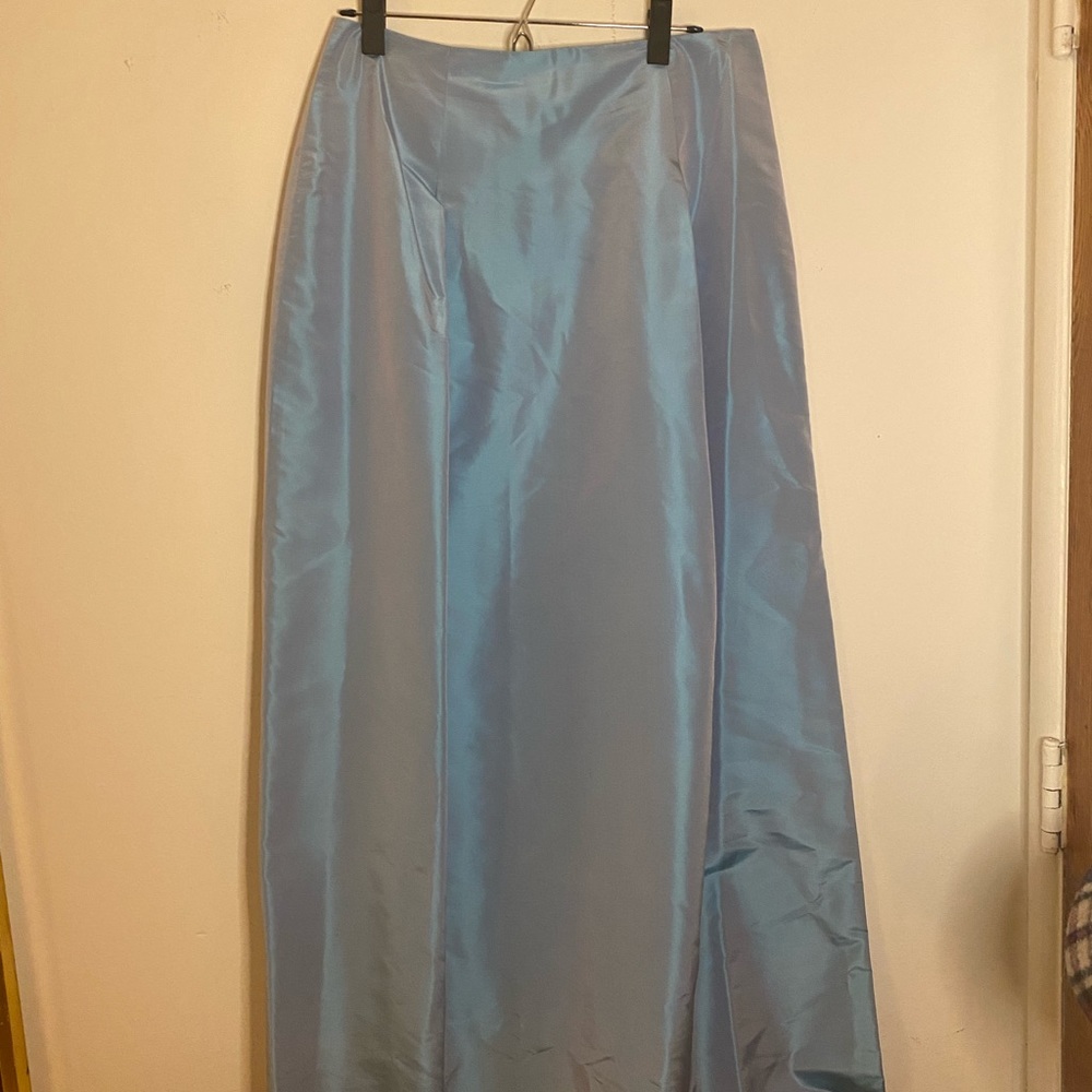 Silk blue iridescent maxi skirt